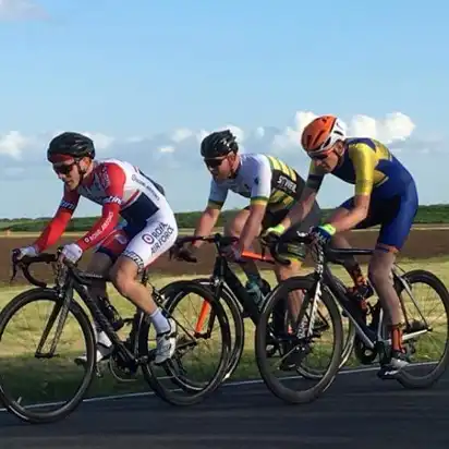 A photograph of club member Tom George racing at Firbeck