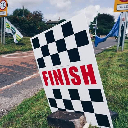A photograph of the finish board at Ulley