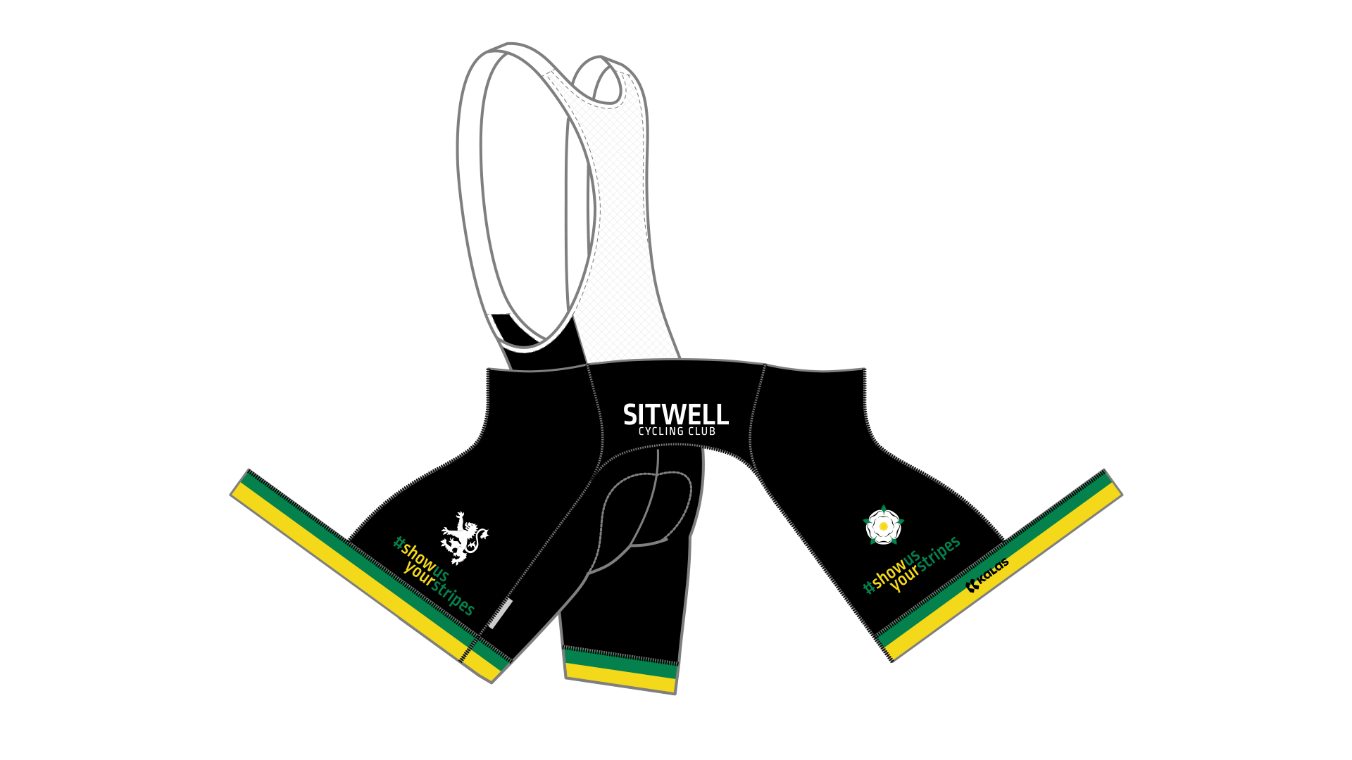 An illustration of the Sitwell Cycling Club bib shorts