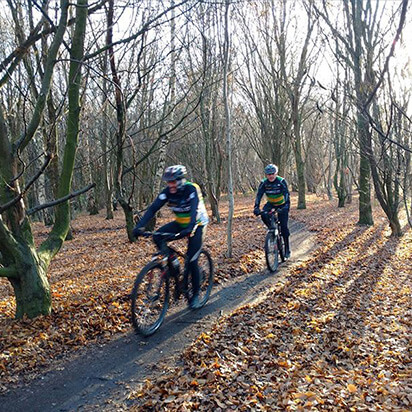 A photograph of members on an MTB trail